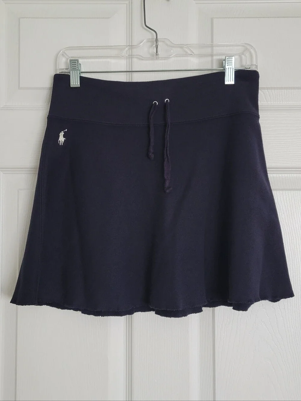 Polo Ralph Lauren Fleece Drawstring A-line Mini Skirt In Dark Navy